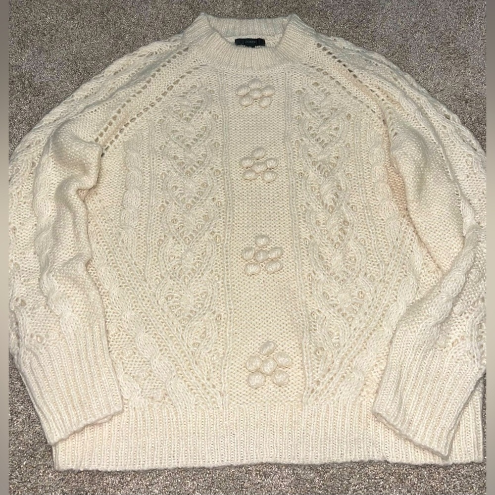 J Crew women’s Medium sweater cream wool acrylic alpaca